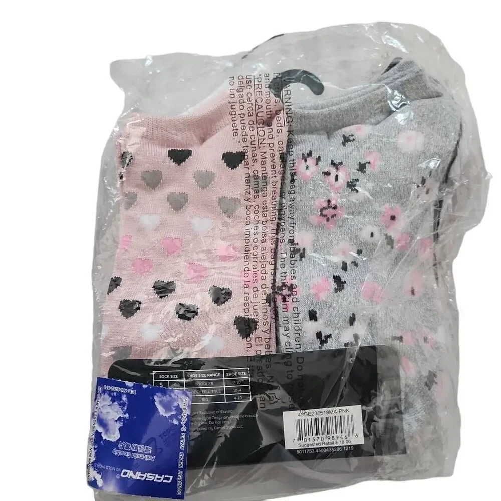 8 Pairs Kids Super Soft Ankle Socks Asst Pattern Pink Black White Gray Size 4-10